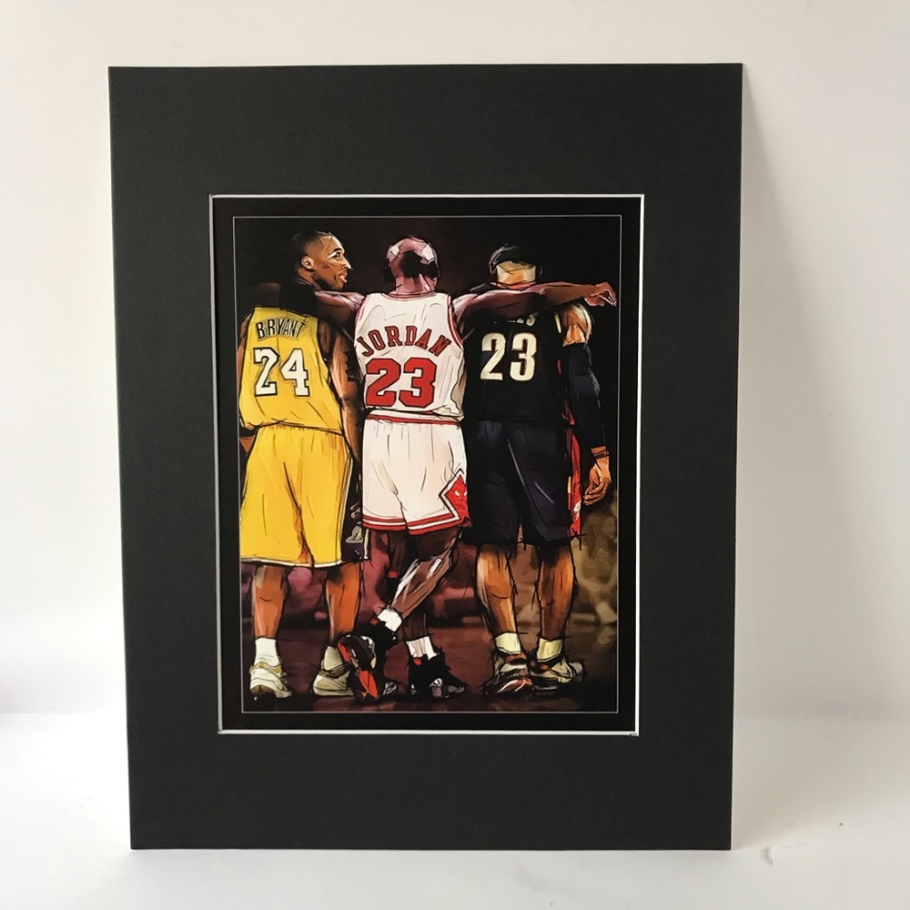 KOBE, LEBRON, JORDAN - matted prints size 11x14